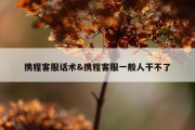 携程客服话术&amp;携程客服一般人干不了