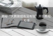 揭秘“大鹏展翅有没有挂”开挂教程-知乎
