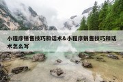 小程序销售技巧和话术&amp;小程序销售技巧和话术怎么写