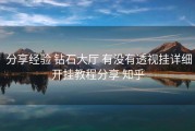  分享经验 钻石大厅 有没有透视挂详细开挂教程分享 知乎