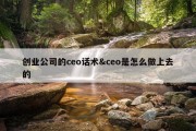 创业公司的ceo话术&amp;ceo是怎么做上去的