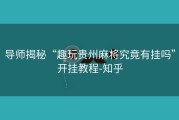 导师揭秘“趣玩贵州麻将究竟有挂吗”开挂教程-知乎
