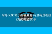  指导大家 微乐烟台麻将 有没有透视挂(真的有挂)知乎