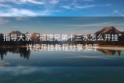 指导大家“福建兄弟十三水怎么开挂”详细开挂教程分享 知乎