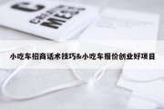 小吃车招商话术技巧&amp;小吃车报价创业好项目