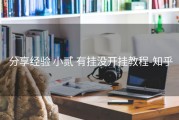  分享经验 小贰 有挂没开挂教程-知乎