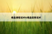 爆品课程话术&amp;爆品促销话术