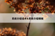 系统介绍话术&amp;系统介绍模板