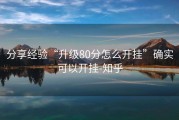 分享经验“升级80分怎么开挂”确实可以开挂-知乎