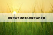 顾客投诉处理话术&amp;顾客投诉的处理