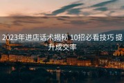 2023年进店话术揭秘 10招必看技巧 提升成交率