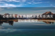  必看教程 雀友会 到底那里有挂(真实可以装挂)知乎