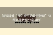 知识科普“铜仁板子炮能开挂吗”详细开挂教程分享 知乎