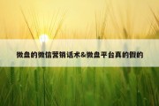 微盘的微信营销话术&amp;微盘平台真的假的