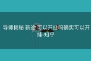  导师揭秘 新途 可以开挂吗确实可以开挂-知乎