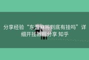 分享经验“东游麻将到底有挂吗”详细开挂教程分享 知乎