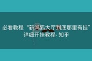 必看教程“新鸿狐大厅到底那里有挂”详细开挂教程- 知乎