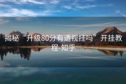 揭秘“升级80分有透视挂吗”开挂教程-知乎