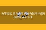  分享经验 天马大厅 究竟有挂吗详细开挂教程分享 知乎