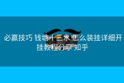  必赢技巧 钱塘十三水 怎么装挂详细开挂教程分享 知乎