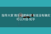  指导大家 微乐福建麻将 有挂没有确实可以开挂-知乎