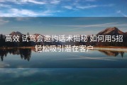 高效 试驾会邀约话术揭秘 如何用5招轻松吸引潜在客户
