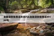 金融贷款销售话术技巧&amp;金融贷款销售话术900句