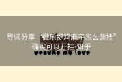 导师分享“微乐捉鸡麻子怎么装挂”确实可以开挂-知乎