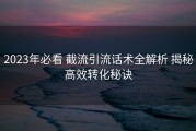 2023年必看 截流引流话术全解析 揭秘高效转化秘诀