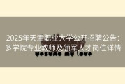 2025年天津职业大学公开招聘公告：多学院专业教师及领军人才岗位详情