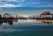 车内除甲醛话术揭秘 5招高效去除甲醛 车主必看技巧