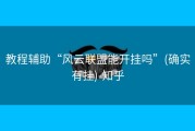 教程辅助“风云联盟能开挂吗”(确实有挂)-知乎