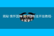  揭秘 情怀国粹 是不是有挂开挂教程-知乎