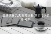  金牌讲解 九天 有挂没有(真实可以装挂)知乎