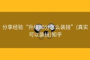 分享经验“升级80分怎么装挂”(真实可以装挂)知乎