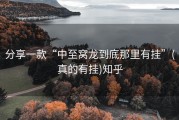 分享一款“中至窝龙到底那里有挂”(真的有挂)知乎
