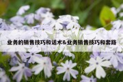 业务的销售技巧和话术&amp;业务销售技巧和套路