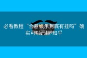 必看教程“合意娱乐到底有挂吗”确实可以开挂-知乎