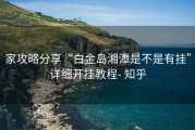 家攻略分享“白金岛湘潭是不是有挂”详细开挂教程- 知乎