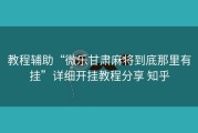 教程辅助“微乐甘肃麻将到底那里有挂”详细开挂教程分享 知乎