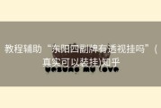 教程辅助“东阳四副牌有透视挂吗”(真实可以装挂)知乎