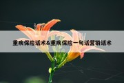 重疾保险话术&amp;重疾保险一句话营销话术