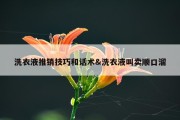 洗衣液推销技巧和话术&amp;洗衣液叫卖顺口溜