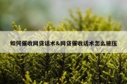 如何催收网贷话术&amp;网贷催收话术怎么施压