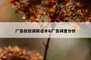 广告投放调研话术&amp;广告调查分析