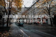 山东高速集团博士后科研工作站公开招聘全职博士后研究人员