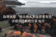 指导大家“微乐刨幺到底那里有挂”详细开挂教程分享 知乎