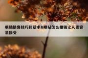 眼贴销售技巧和话术&amp;眼贴怎么推销让人更容易接受
