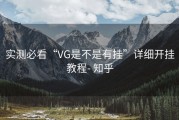 实测必看“VG是不是有挂”详细开挂教程- 知乎