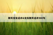聊天交友话术&amp;交友聊天话术900句